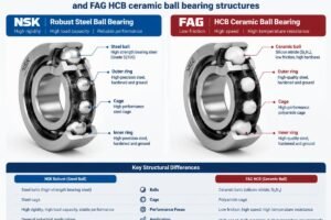 Comparison of NSK Robust steel ball and FAG HCB ceramic ball bearing structures