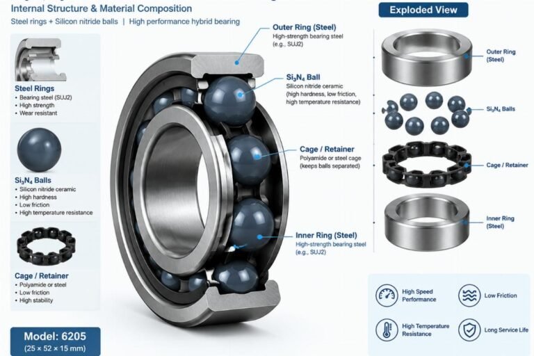 Si3N4 Hybrid 6205 Ceramic Ball Bearing Wholesale Supplier